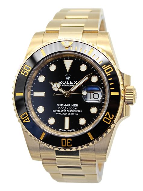 rolex submariner yellow gold watch black dial watch 116618|Rolex Submariner 18k yellow gold.